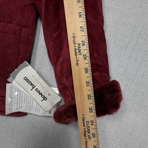 Dennis Basso Jacket Faux Fur Trim Burgundy Suede Leather Lined Size XS NWT - Picture 7 of 12